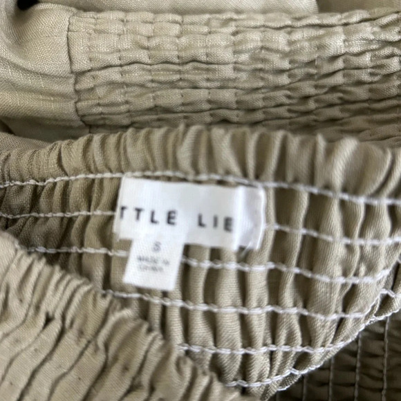 Little Lies Artie Shirred 100% Linen Midi Skirt sz XS color tan urbanoutfitters - Picture 7 of 8